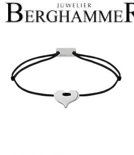 Filo Armband Textil Schwarz Herz 925 Silber rhodiniert 21200213