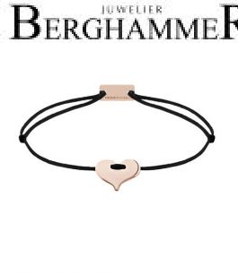 Filo Armband Textil Schwarz Herz 925 Silber roségold vergoldet 21200218