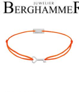 Filo Armband Textil Neon-Orange Schlüssel 925 Silber rhodiniert 21200711