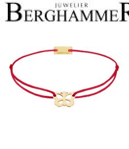 Filo Armband Textil Rot Schmetterling 925 Silber gelbgold vergoldet 21200713