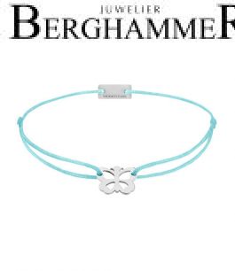 Filo Armband Textil Hellblau Schmetterling 925 Silber rhodiniert 21200715