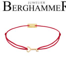 Filo Armband Textil Rot Schlüssel 925 Silber gelbgold vergoldet 21200716