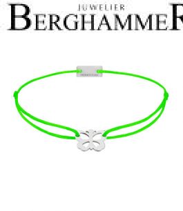 Filo Armband Textil Neon-Grün Schmetterling 925 Silber rhodiniert 21200724