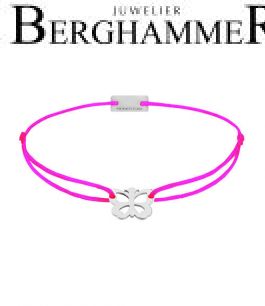 Filo Armband Textil Neon-Pink Schmetterling 925 Silber rhodiniert 21200731