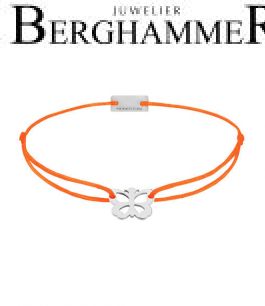 Filo Armband Textil Neon-Orange Schmetterling 925 Silber rhodiniert 21200732