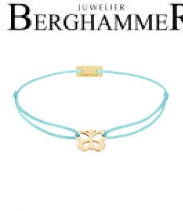Filo Armband Textil Hellblau Schmetterling 925 Silber gelbgold vergoldet 21200767
