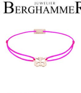 Filo Armband Textil Neon-Pink Schmetterling 925 Silber roségold vergoldet 21200814