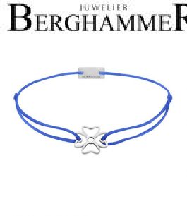 Filo Armband Textil Blitzblau Kleeblatt 925 Silber rhodiniert 21200877