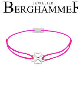 Filo Armband Textil Neon-Pink Kleeblatt 925 Silber rhodiniert 21200890
