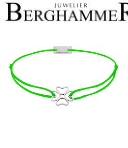 Filo Armband Textil Neon-Grün Kleeblatt 925 Silber rhodiniert 21200894