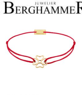 Filo Armband Textil Rot Kleeblatt 925 Silber gelbgold vergoldet 21200900