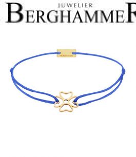 Filo Armband Textil Blitzblau Kleeblatt 925 Silber gelbgold vergoldet 21200921