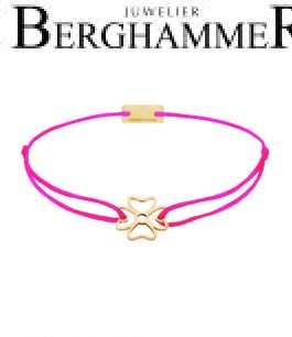 Filo Armband Textil Neon-Pink Kleeblatt 925 Silber gelbgold vergoldet 21200927
