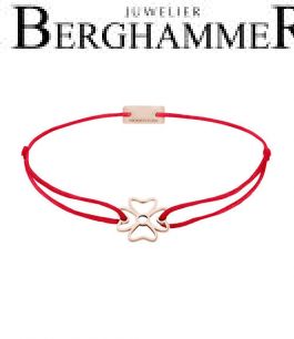 Filo Armband Textil Rot Kleeblatt 925 Silber roségold vergoldet 21200931