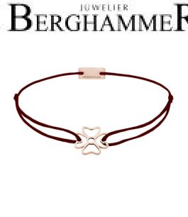 Filo Armband Textil Braun Kleeblatt 925 Silber roségold vergoldet 21200943