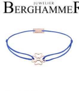 Filo Armband Textil Blitzblau Kleeblatt 925 Silber roségold vergoldet 21200959