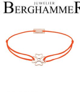 Filo Armband Textil Neon-Orange Kleeblatt 925 Silber roségold vergoldet 21200966