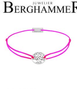 Filo Armband Textil Neon-Pink Lebensbaum 925 Silber rhodiniert 21200980