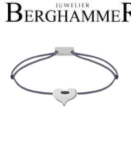 Filo Armband Textil Grau-Lila Herz 925 Silber rhodiniert 21200988