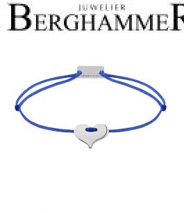Filo Armband Textil Blitzblau Herz 925 Silber rhodiniert 21201003