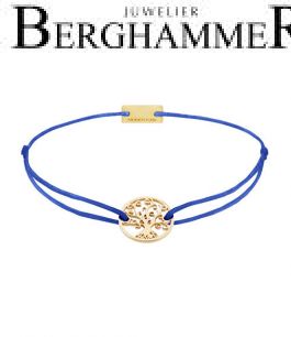 Filo Armband Textil Blitzblau Lebensbaum 925 Silber gelbgold vergoldet 21201005
