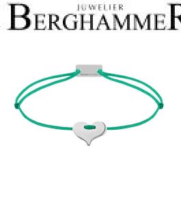 Filo Armband Textil Grasgrün Herz 925 Silber rhodiniert 21201009