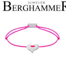 Filo Armband Textil Neon-Pink Herz 925 Silber rhodiniert 21201017