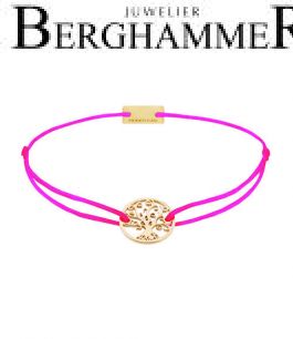 Filo Armband Textil Neon-Pink Lebensbaum 925 Silber gelbgold vergoldet 21201018