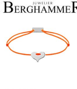 Filo Armband Textil Neon-Orange Herz 925 Silber rhodiniert 21201019