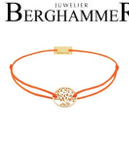 Filo Armband Textil Neon-Orange Lebensbaum 925 Silber gelbgold vergoldet 21201020