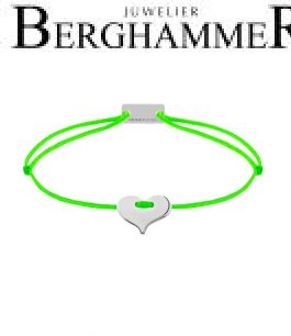 Filo Armband Textil Neon-Grün Herz 925 Silber rhodiniert 21201021
