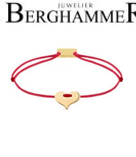 Filo Armband Textil Rot Herz 925 Silber gelbgold vergoldet 21201027