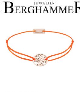 Filo Armband Textil Neon-Orange Lebensbaum 925 Silber roségold vergoldet 21201043