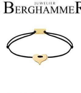 Filo Armband Textil Schwarz Herz 925 Silber gelbgold vergoldet 21201044
