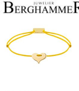 Filo Armband Textil Gelb Herz 925 Silber gelbgold vergoldet 21201049