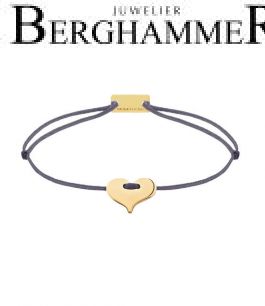 Filo Armband Textil Grau-Lila Herz 925 Silber gelbgold vergoldet 21201056