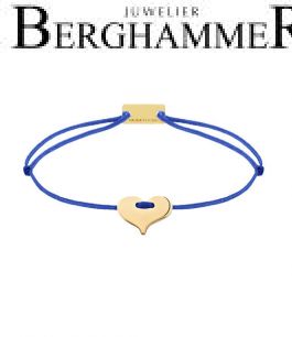 Filo Armband Textil Blitzblau Herz 925 Silber gelbgold vergoldet 21201077