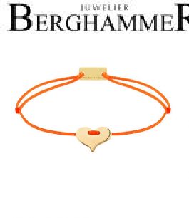Filo Armband Textil Neon-Orange Herz 925 Silber gelbgold vergoldet 21201089