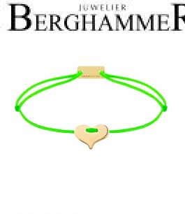 Filo Armband Textil Neon-Grün Herz 925 Silber gelbgold vergoldet 21201090