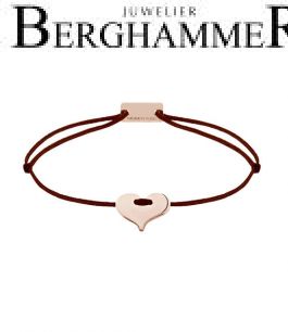 Filo Armband Textil Braun Herz 925 Silber roségold vergoldet 21201107