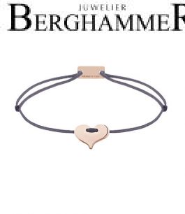 Filo Armband Textil Grau-Lila Herz 925 Silber roségold vergoldet 21201110