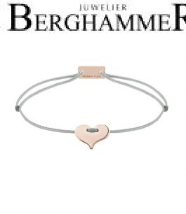 Filo Armband Textil Hellgrau Herz 925 Silber roségold vergoldet 21201116