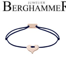 Filo Armband Textil Dunkelblau Herz 925 Silber roségold vergoldet 21201127