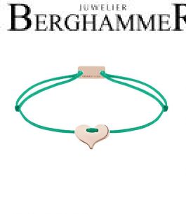 Filo Armband Textil Grasgrün Herz 925 Silber roségold vergoldet 21201129