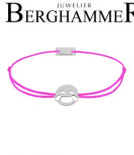 Filo Armband Textil Neon-Pink Emoji One 1 925 Silber rhodiniert 21201231