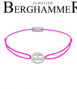 Filo Armband Textil Neon-Pink Emoji One 2 925 Silber rhodiniert 21201303