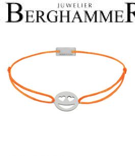 Filo Armband Textil Neon-Orange Emoji One 2 925 Silber rhodiniert 21201304