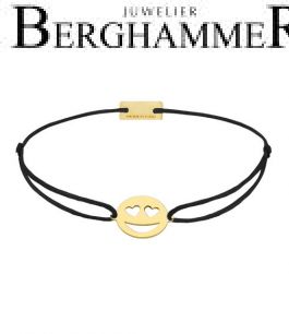 Filo Armband Textil Schwarz Emoji One 2 925 Silber gelbgold vergoldet 21201306