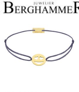 Filo Armband Textil Grau-Lila Emoji One 2 925 Silber gelbgold vergoldet 21201313