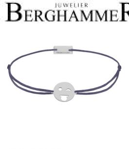Filo Armband Textil Grau-Lila Emoji One 3 925 Silber rhodiniert 21201361